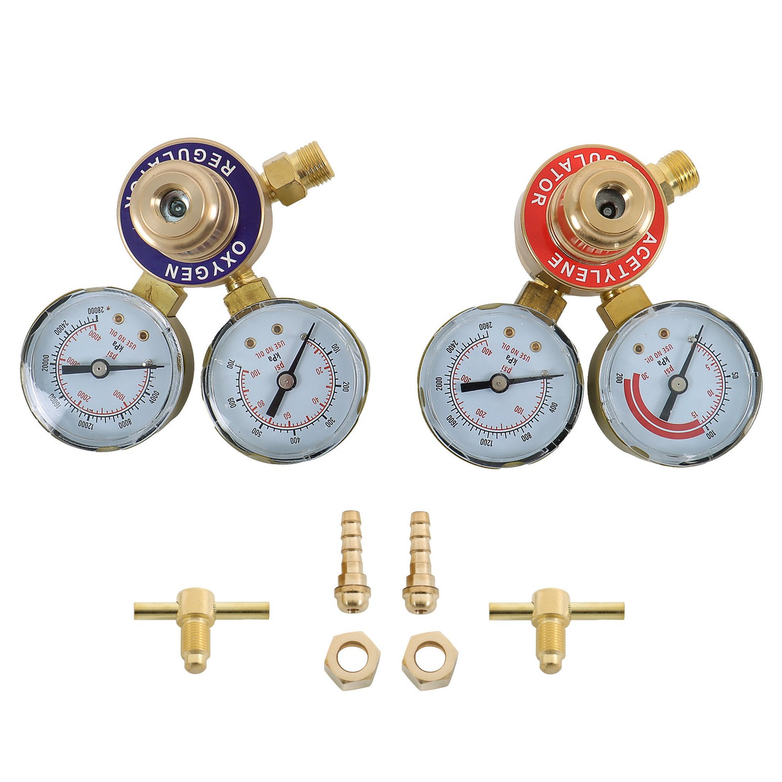 OXYGEN & ACETYLENE Regulators Fit Victor Gas Torch Cutting Solid Brass 4 Welding