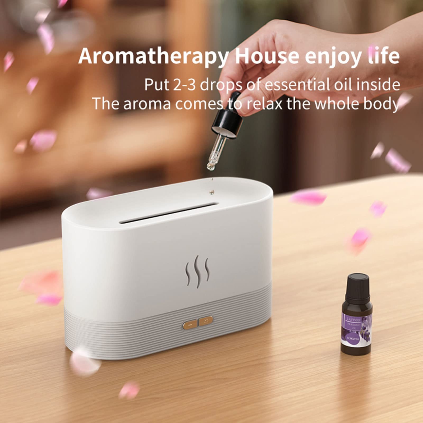 Flame Essential Oil Diffuser, Upgrade 7 Colour Lights Large, Black