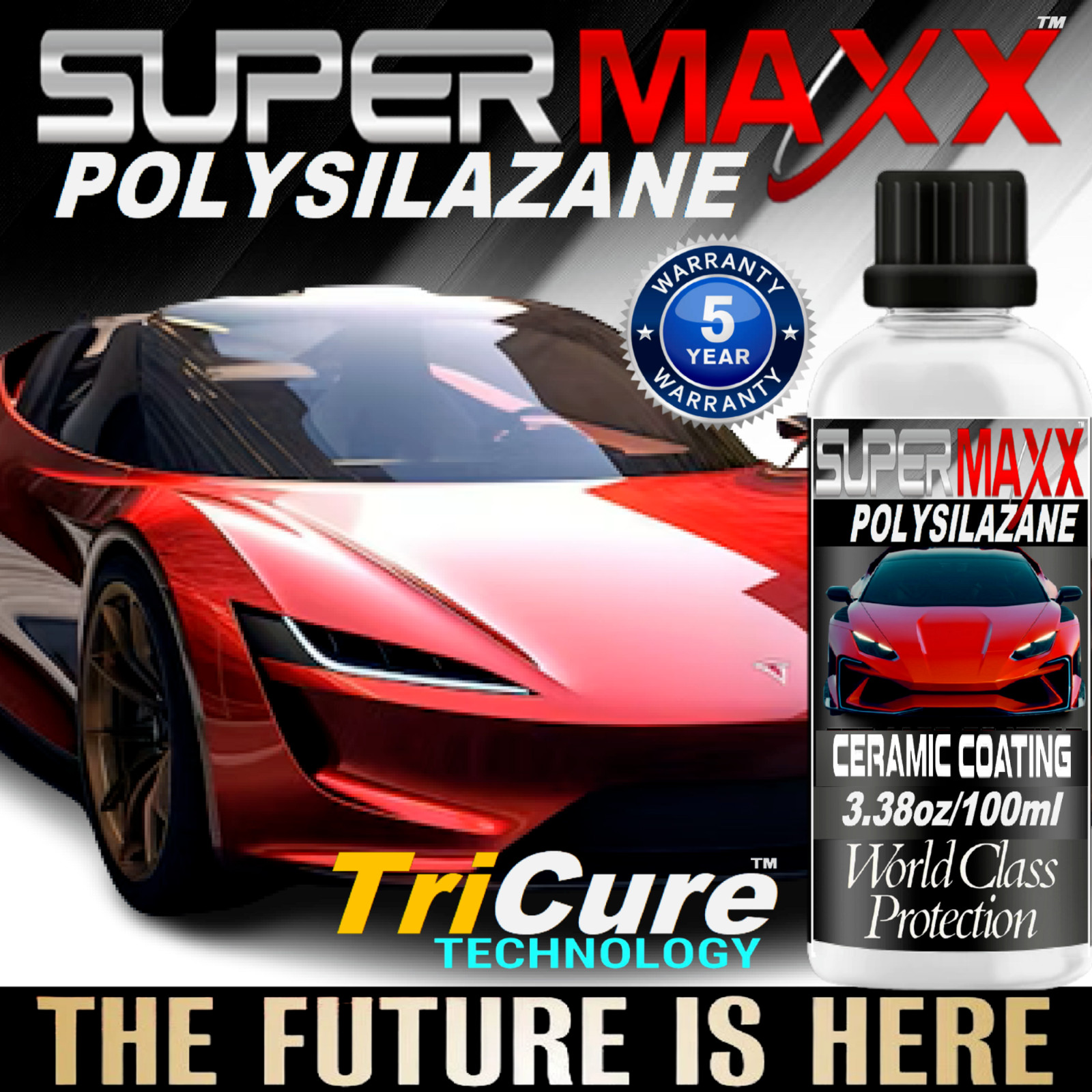 CERAMIC CAR COATING POLYSILAZANE TRICURE TECHNOLOGY "5 YR PAINT PROTECTION" -KIT