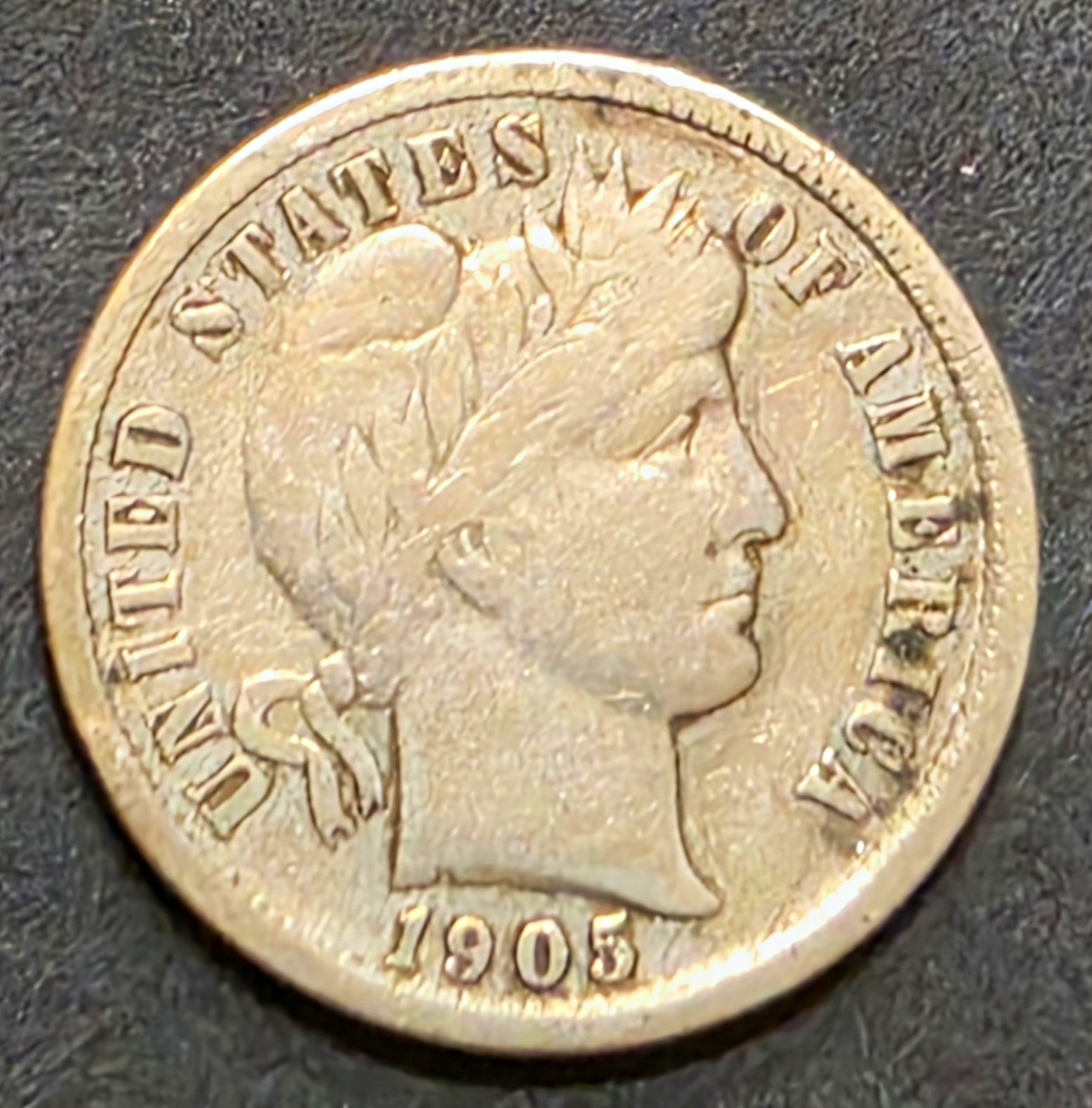 1905-S Barber Liberty Dime 10C San Francisco 90% Silver Business Strike KM#113
