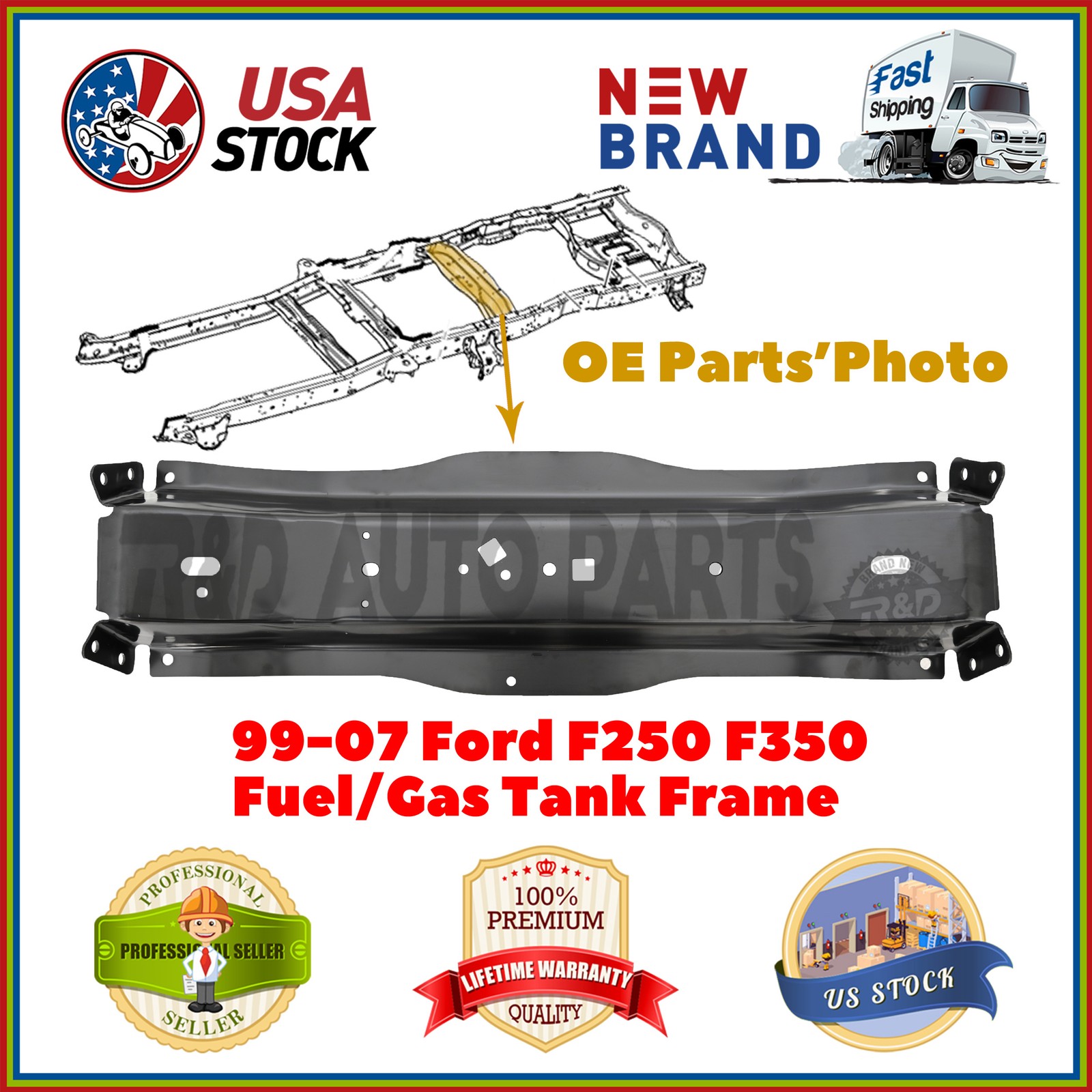 Rear Frame Crossmember Gas Tank / Fuel Tank For 1999 - 2007 Ford F250 F350 New