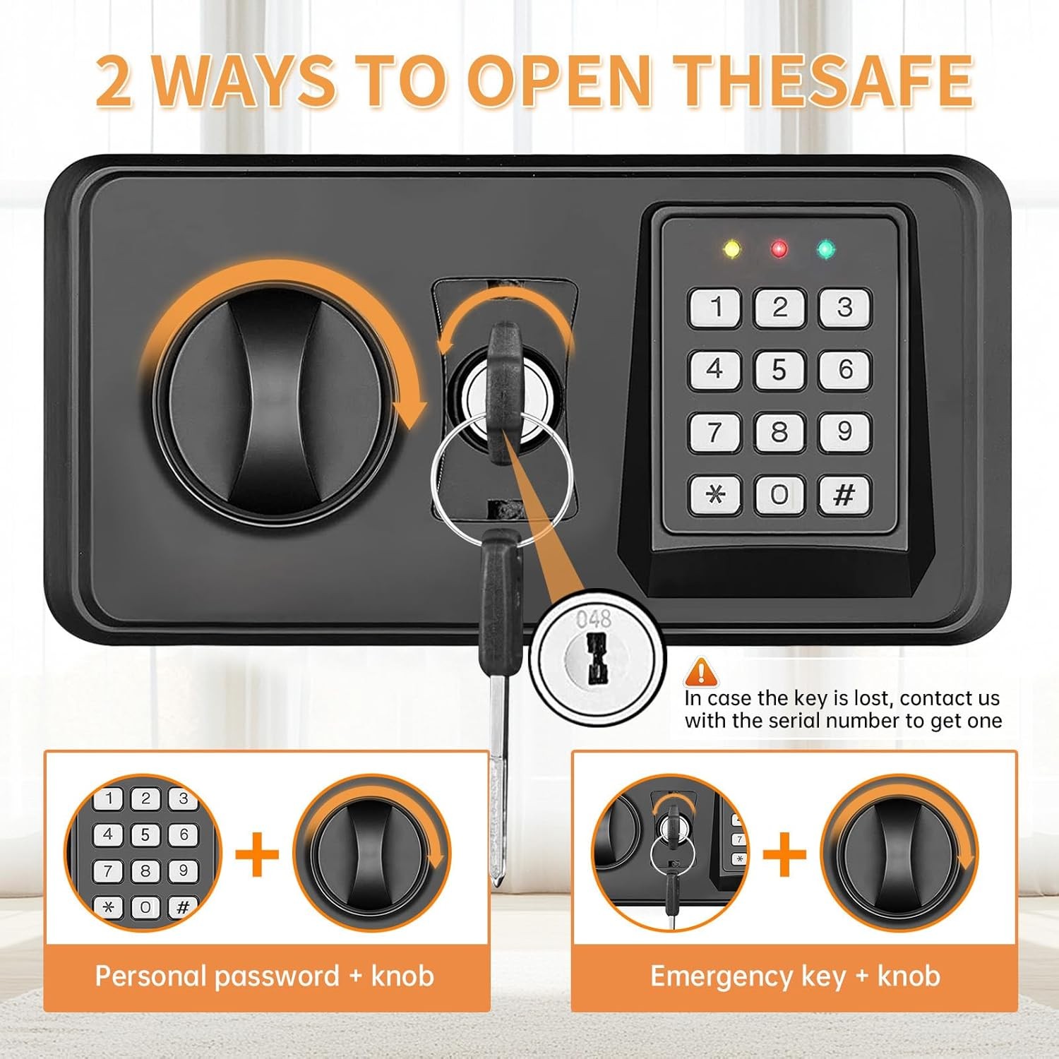 3.3 Cubic Large Fireproof Safe Digital Home Security Box with Keypad and Keys