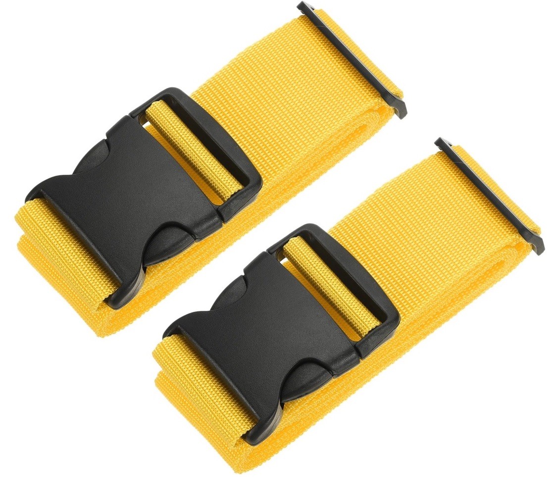 2Pcs Luggage Straps Adjustable Luggage Belts Strap with Buckle Yellow