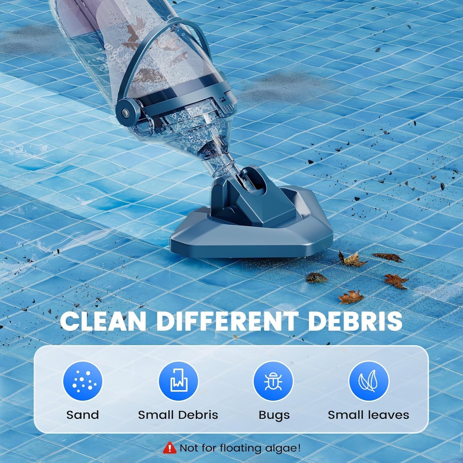 PC10 Pro Rechargeable Cordless Pool Vacuum, 60-Min Runtime, Powerful Suction