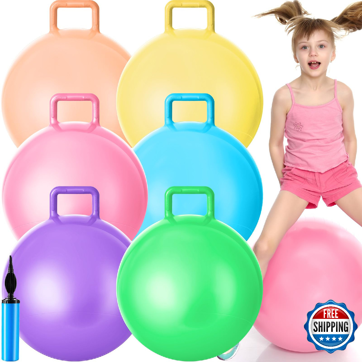 Lewtemi 6 Pcs Hopper Ball Carnival Outdoor Games 22 Inch Jumping Hopping Inflata