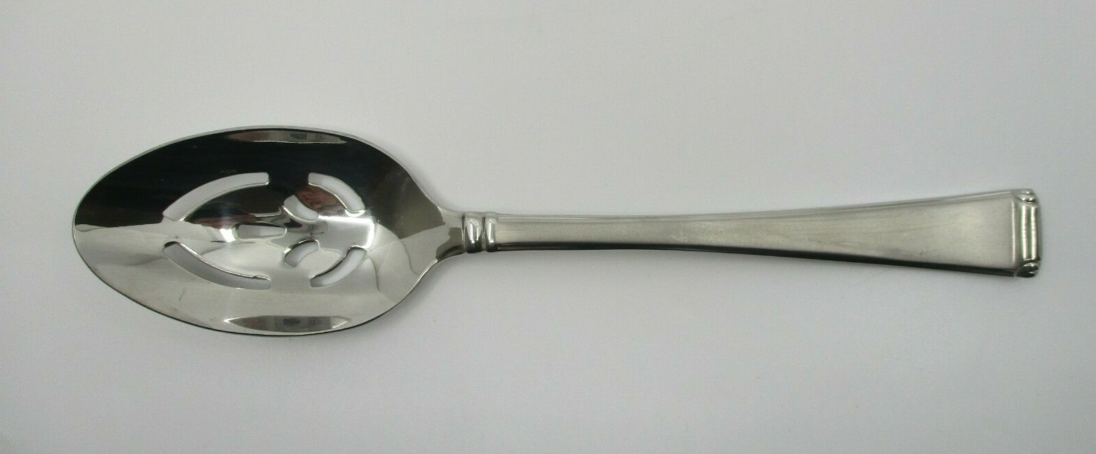 GORHAM STAINLESS COLUMN FROSTED PIERCED SERVING SPOON - 8 5/8" - 06O