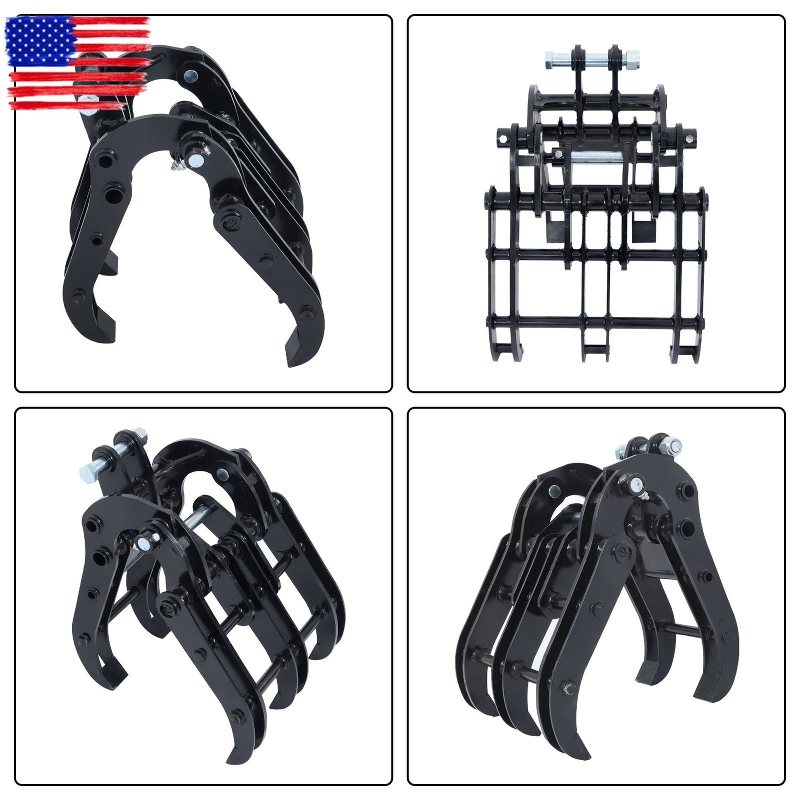 Mini Excavator Bucket Grapple - Adjustable Wide Jaw Claw for Digging & Grabbing