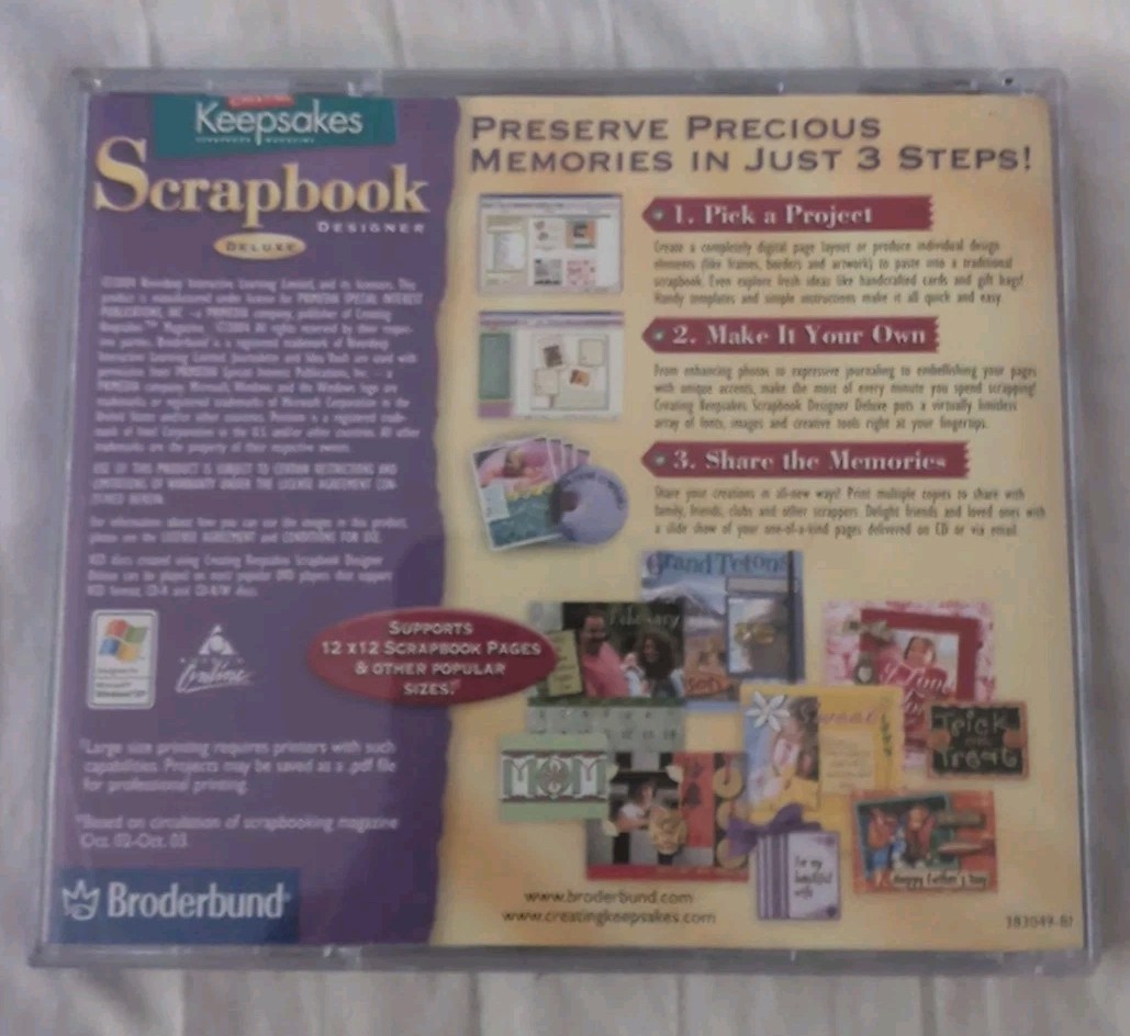 Creating Keepsakes Scrapbook Designer Deluxe PC CD print memories B2