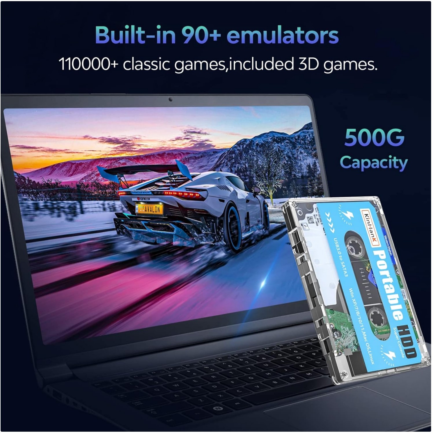 Portable 500G Game Drive - Batocera 33 System Compatible/`