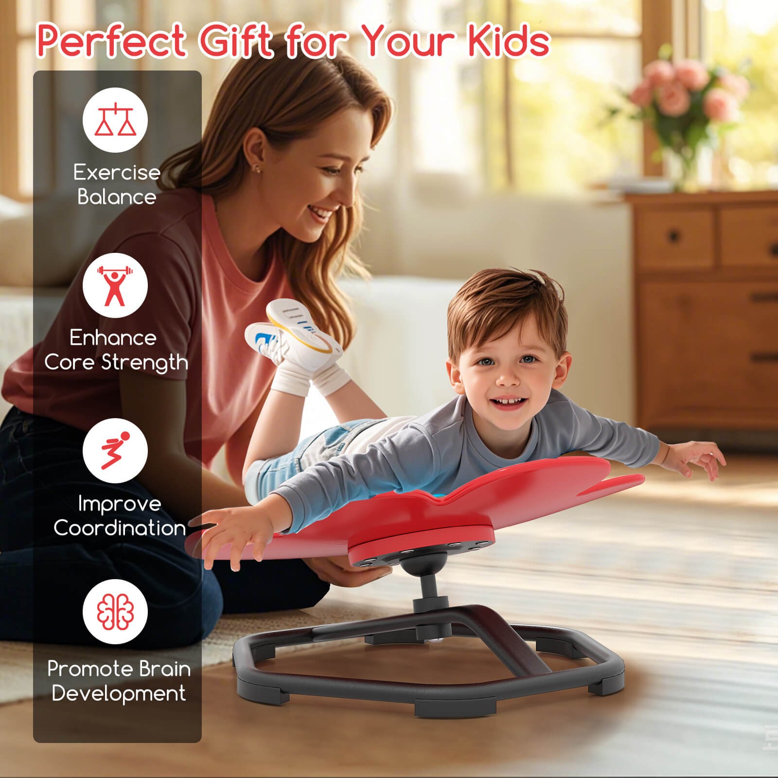 Kids Sensory Swivel Chair w/Non-Slip Metal Base for Autistic Kids Indoor Outdoor