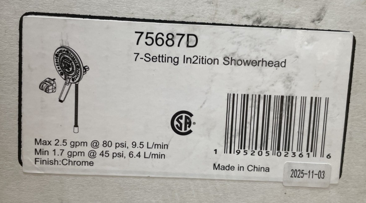 Delta 75687D In2ition 7-Setting Two-in-One Shower Head Set - Chrome *READ*