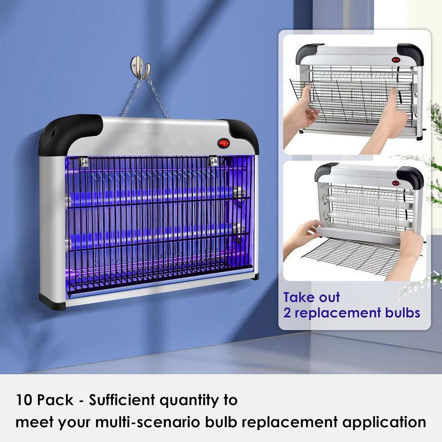 "Qualirey 10 Pack Bug Zapper Replacement Light Bulbs 10W for 20W Indoor Bug "