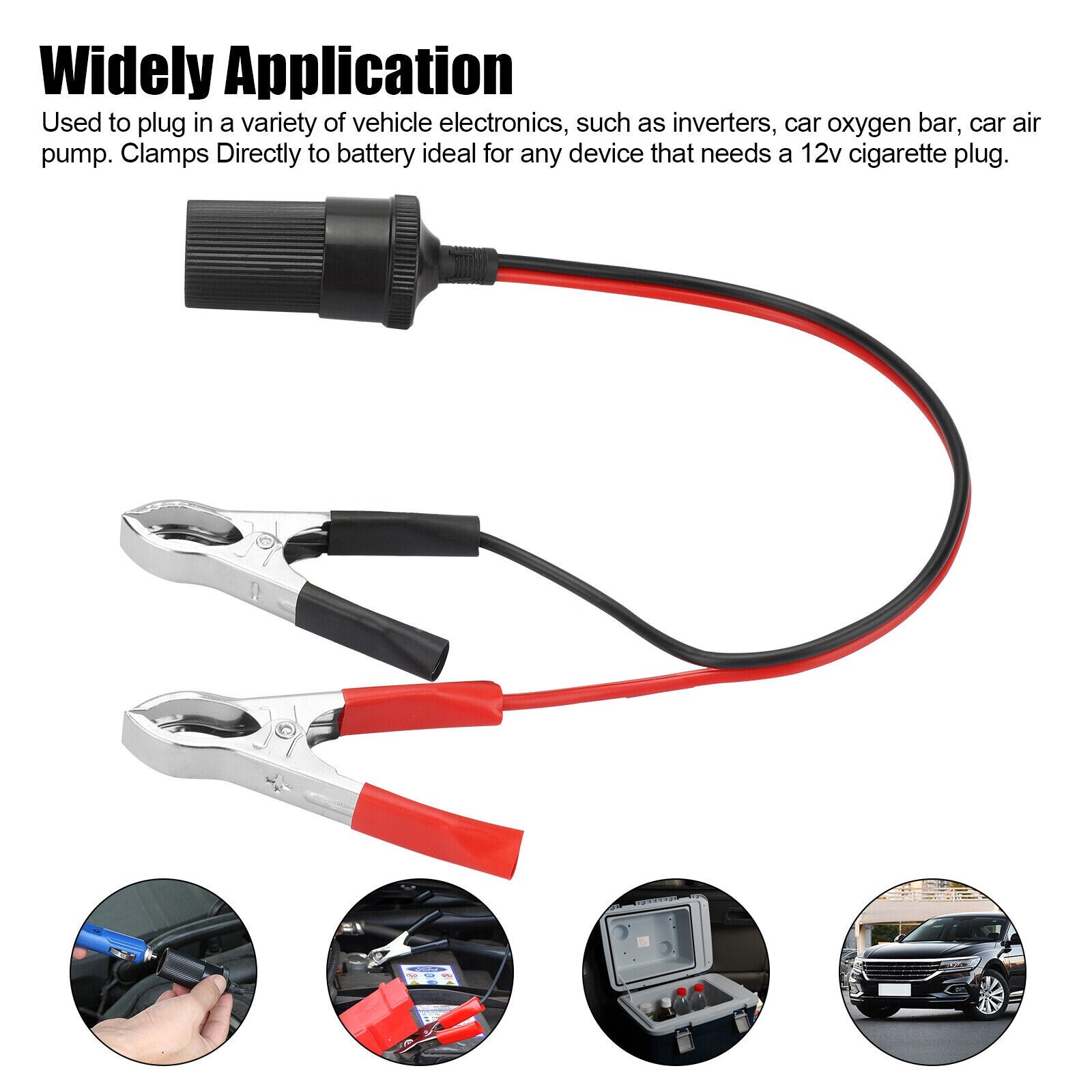 2PCS 12V Clip Cigarette Lighter Socket Car Battery Power Extension Adapter 50A