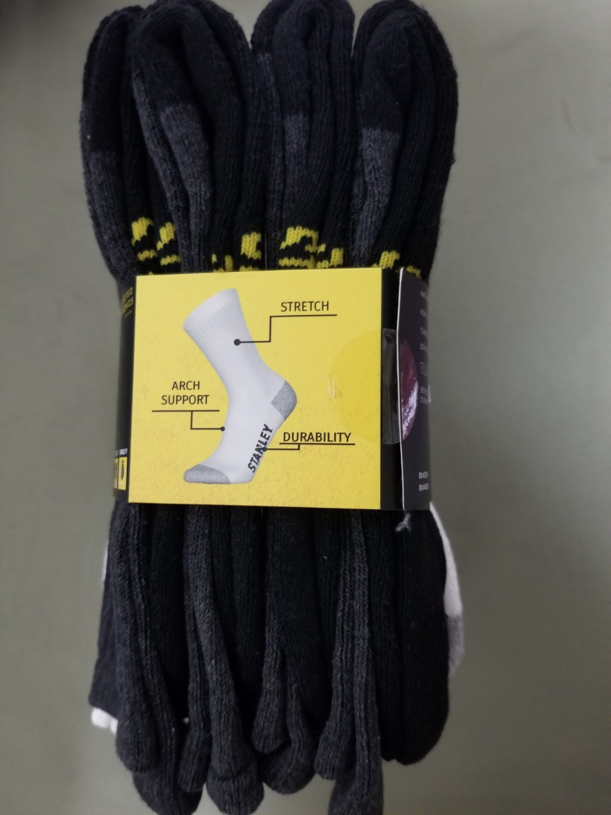 New Stanley Mens 8 Pack Full Cushion Crew Socks.