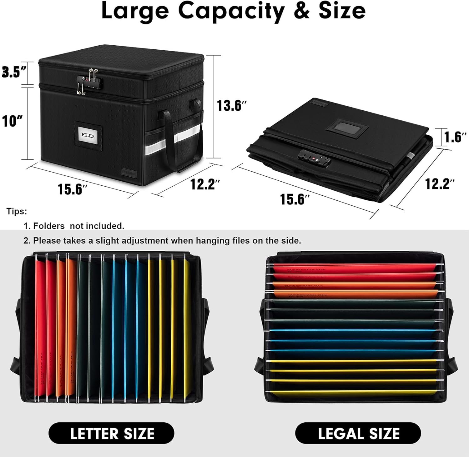 Fireproof File Oganizer with Lock, 2 Layer Fireproof Document Storage Box | P...