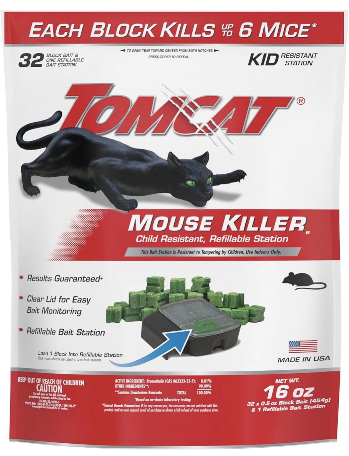 Mouse Mice Rat Killer 32 Blocks Bait Poison Rodent Station Trap Tomcat Control