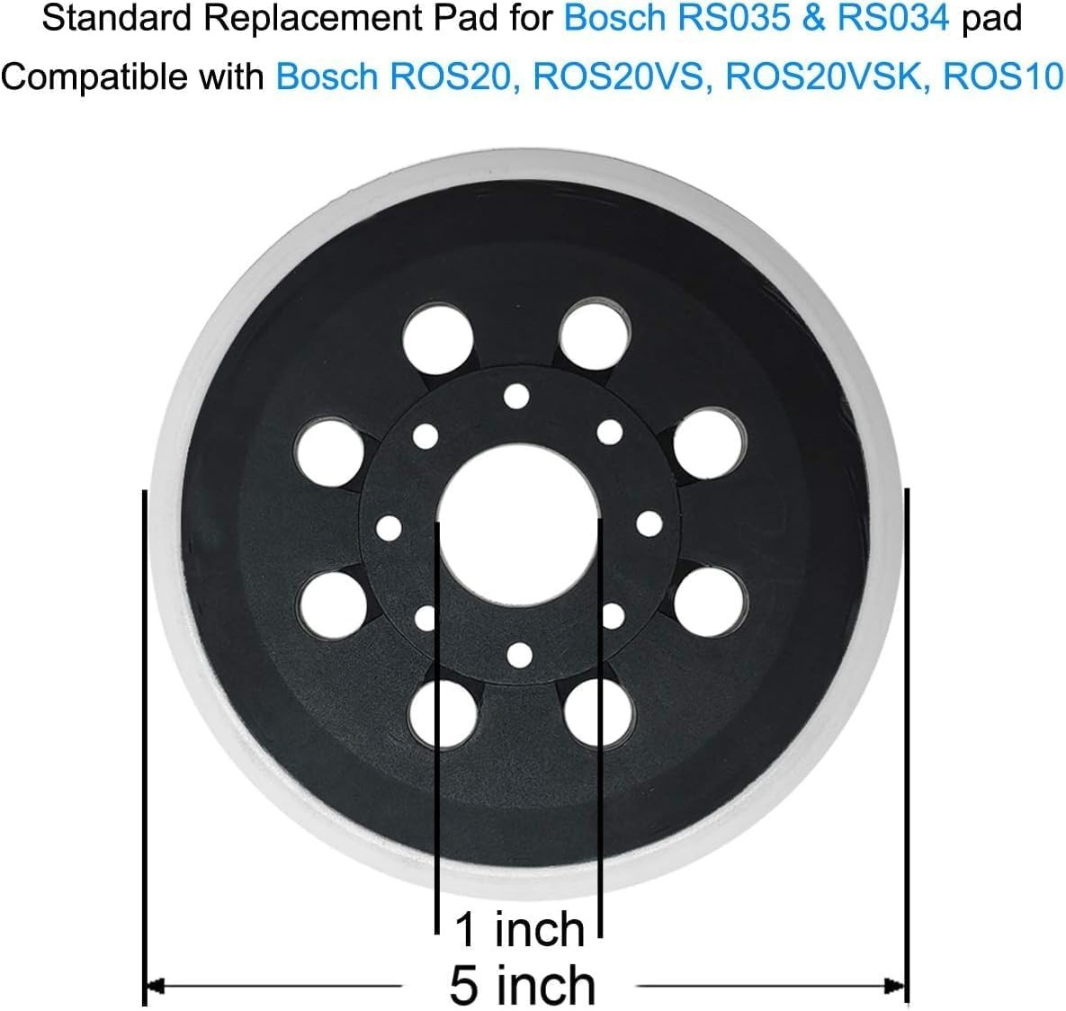 2 Pack 5 Inch 8 Hole Hook & Loop Replacement Sander Pad for 5" Bosch ROS20VS, RO