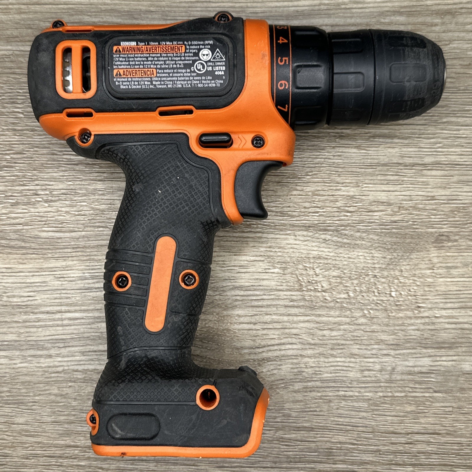 Black + Decker 12V Lithium Ion Drill BDCDD12 Bare Drill Only No Battery