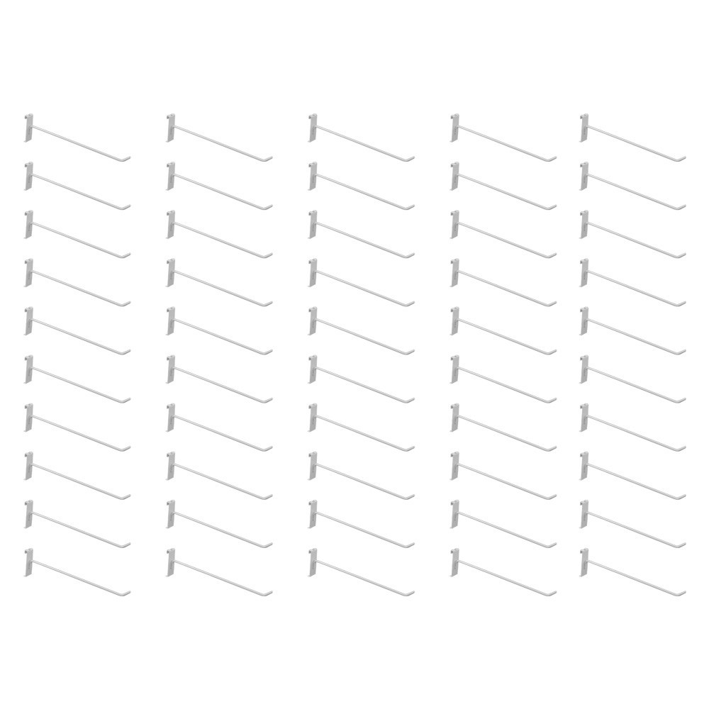 50 PC 12" Gloss White Long Grid Wall Metal Hooks Display Gridwall Panels