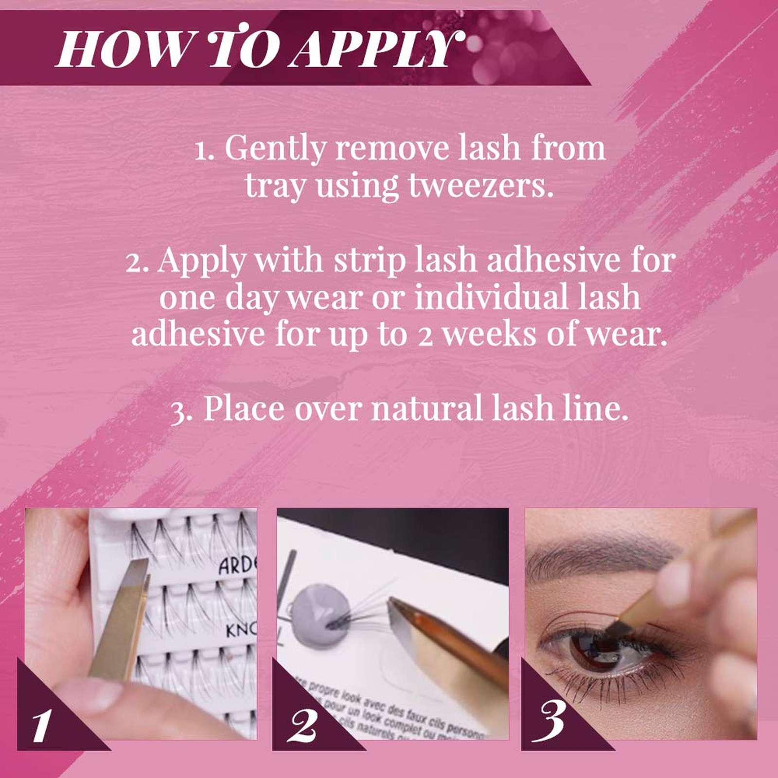 False Eyelashes Double Up Individuals Knot-Free Long Black 4 Pack