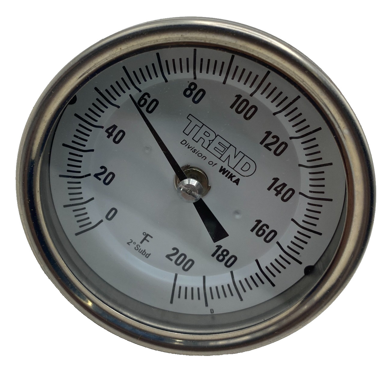 TREND WIKA MODEL 30 BI-METAL THERMOMETER 3" BACK CONNECTED 1/2" NPT 0/200F 4.0"
