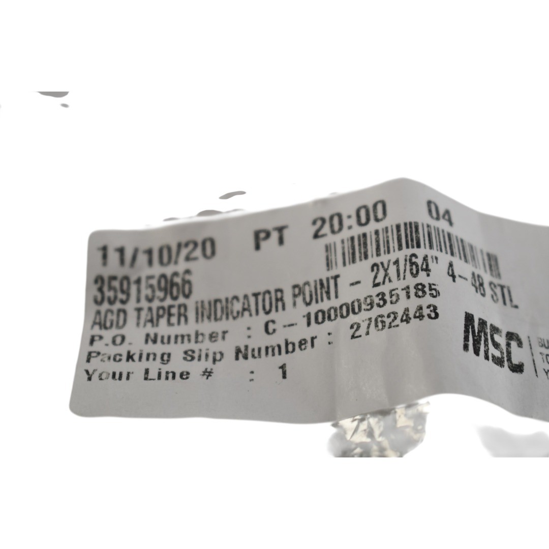 NEW SPI 35915966 AGD Taper Indicator Point 2in 4-48 Steel 1/64 Diam