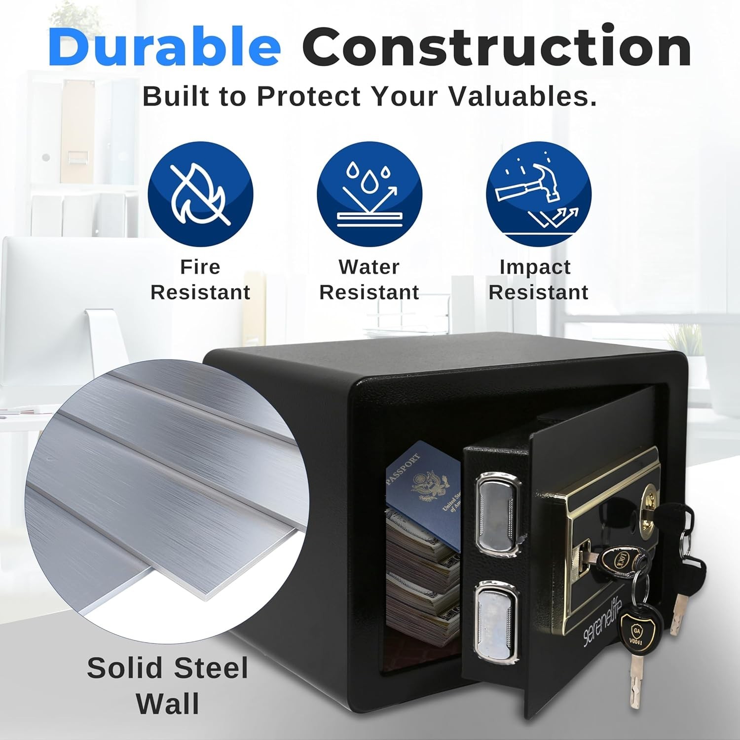 Fingerprint Safe 0.63 Cubic Ft - Biometric and Fire Resistant | Secure Storage