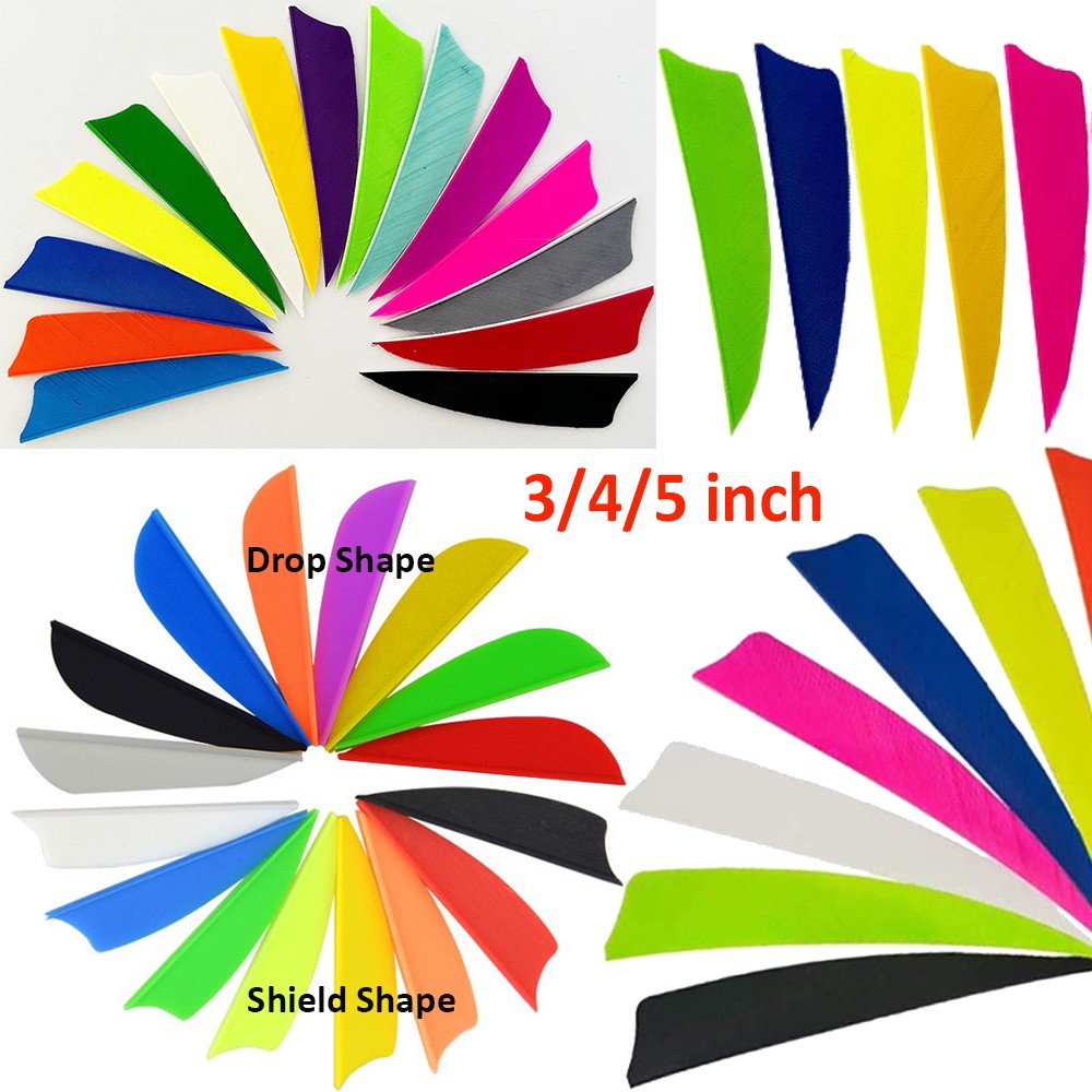 Turkey / Rubber Arrow Vanes 3" 4" 5" inch Plastic Fletch Vanes Archery Fletches