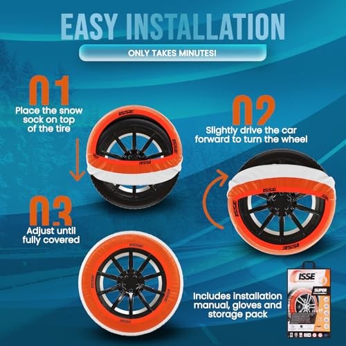 Snow Socks for Tires. Chain Replacement. Super Size Textile Traction for 70