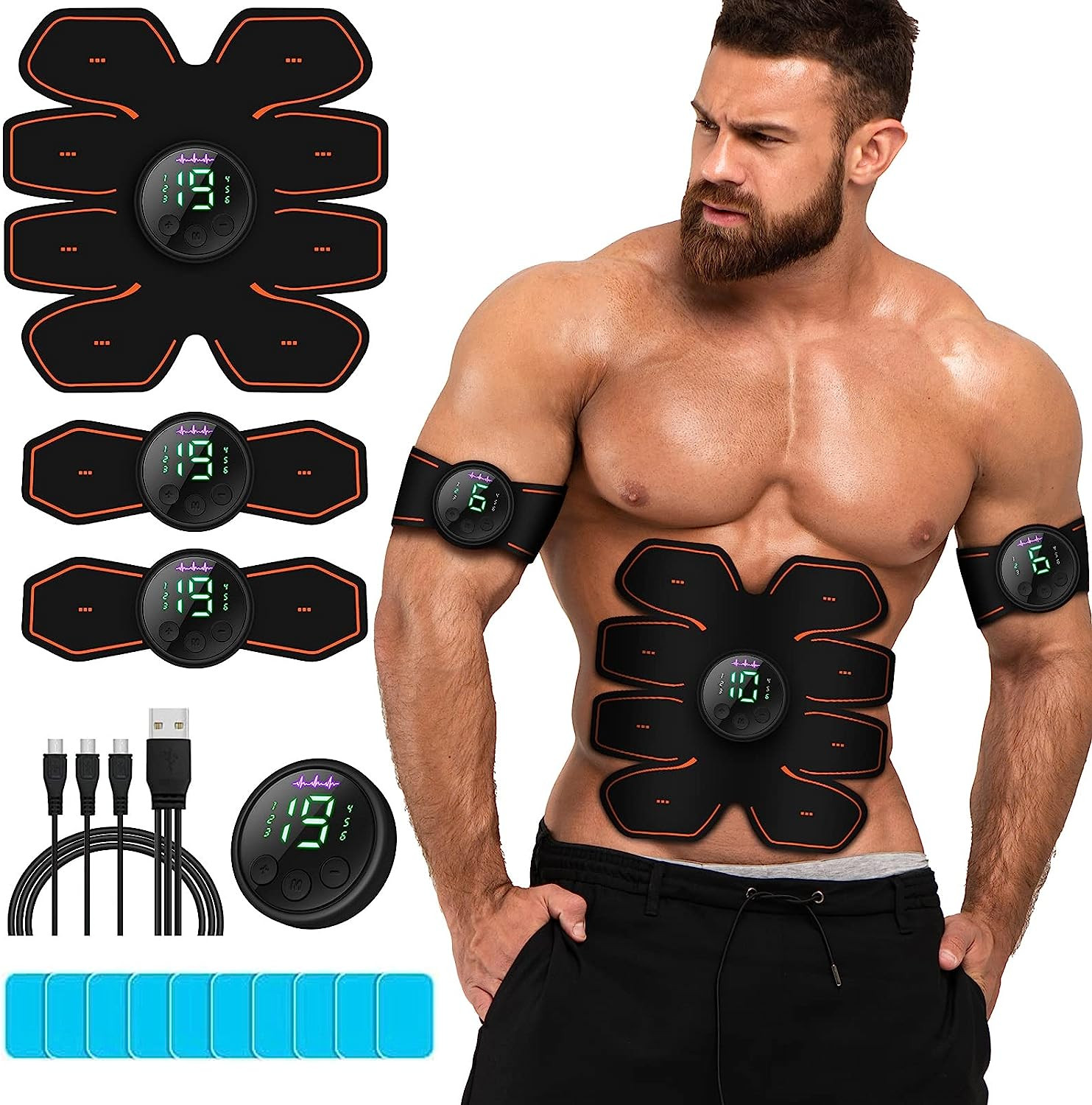 ABS Stimulator Workout Equipment, Ab Machine USB Rechargeable Gear for Abdomen/A