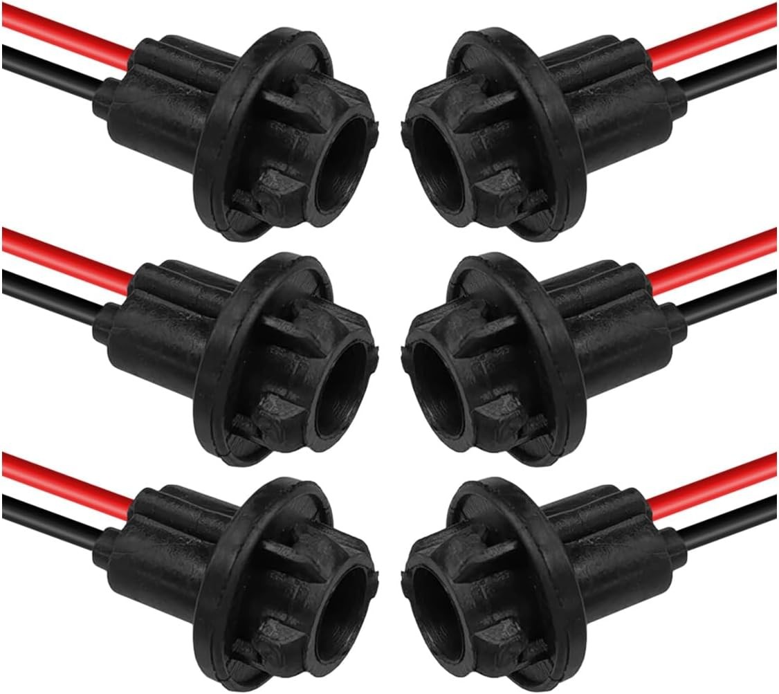 T10 W5W 194 Bulb Socket with Wire Pigtail, Universal LED Bulbs Pre-Wired Harness