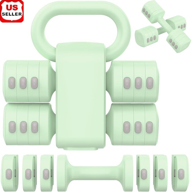 Adjustable 2-in-1 Dumbbells Kettlebell Converter Weight Set Portable Training US
