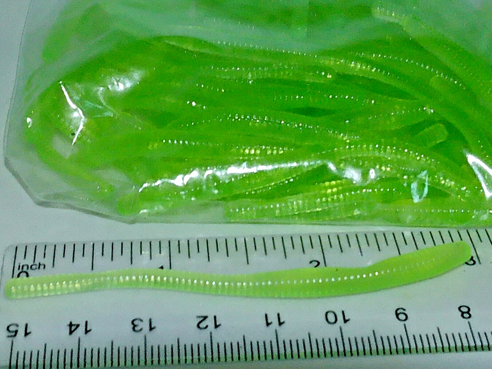 75 Florescent Green 3"TAPPERED TROUT/FINESS WORM Soft Plastic Fishing Lure Bait