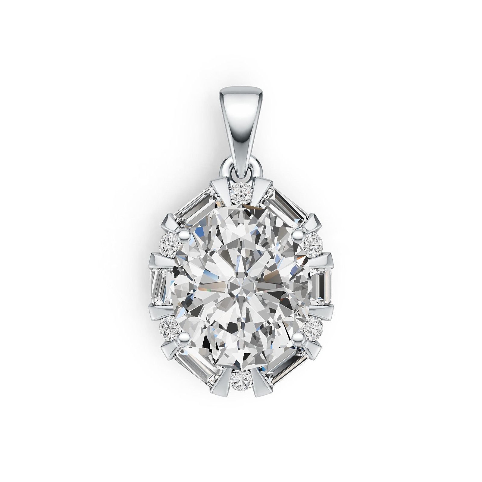 Sterling Silver Semi Mount Pendant Setting Oval OV 12X10mm with White Topaz