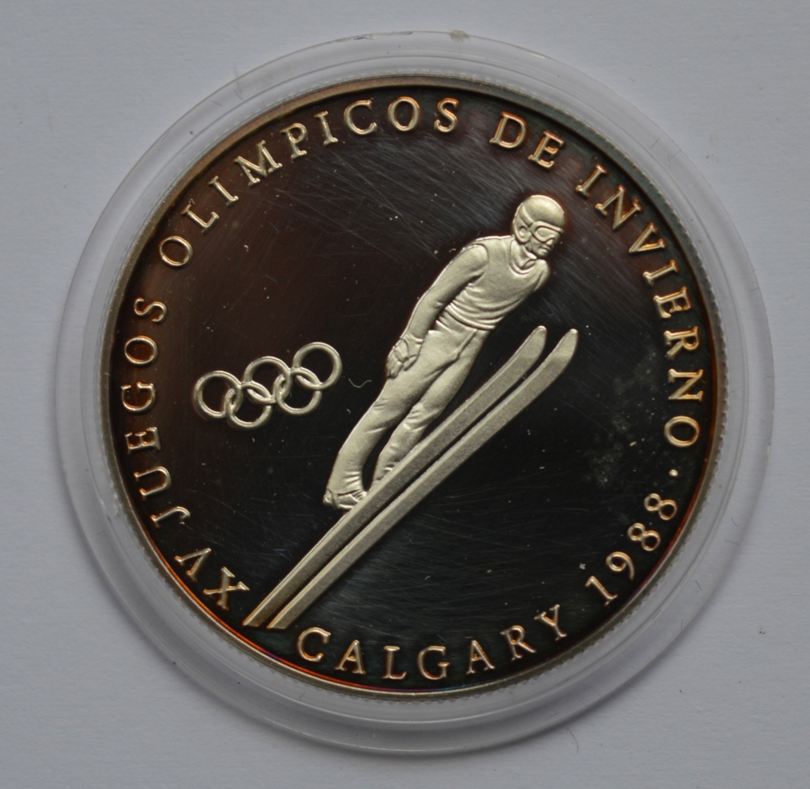 Sky Jump Calgary  Canada 1988 Panama 1 Balboa Silver Coin