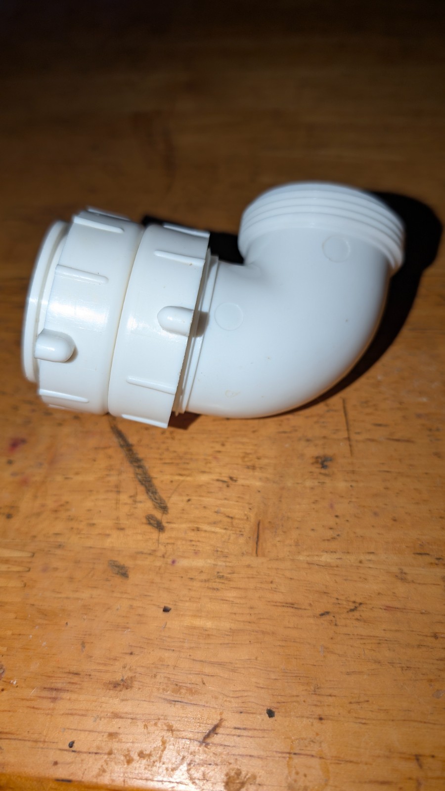 Unbranded 1 1/2" Diameter White Plastic Compression Elbow Joint + Extension