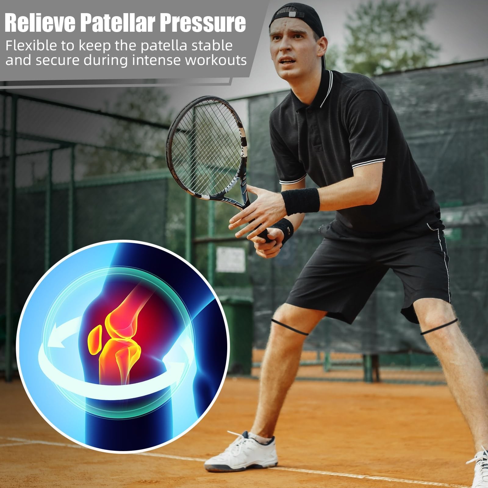 Silicone Patella Knee Band for Basketball Patella Tendon Support Knee Pain Ru...