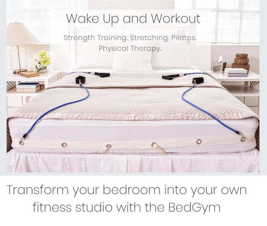 Bed Gym complete strength training system with dvd for queen or king size bed