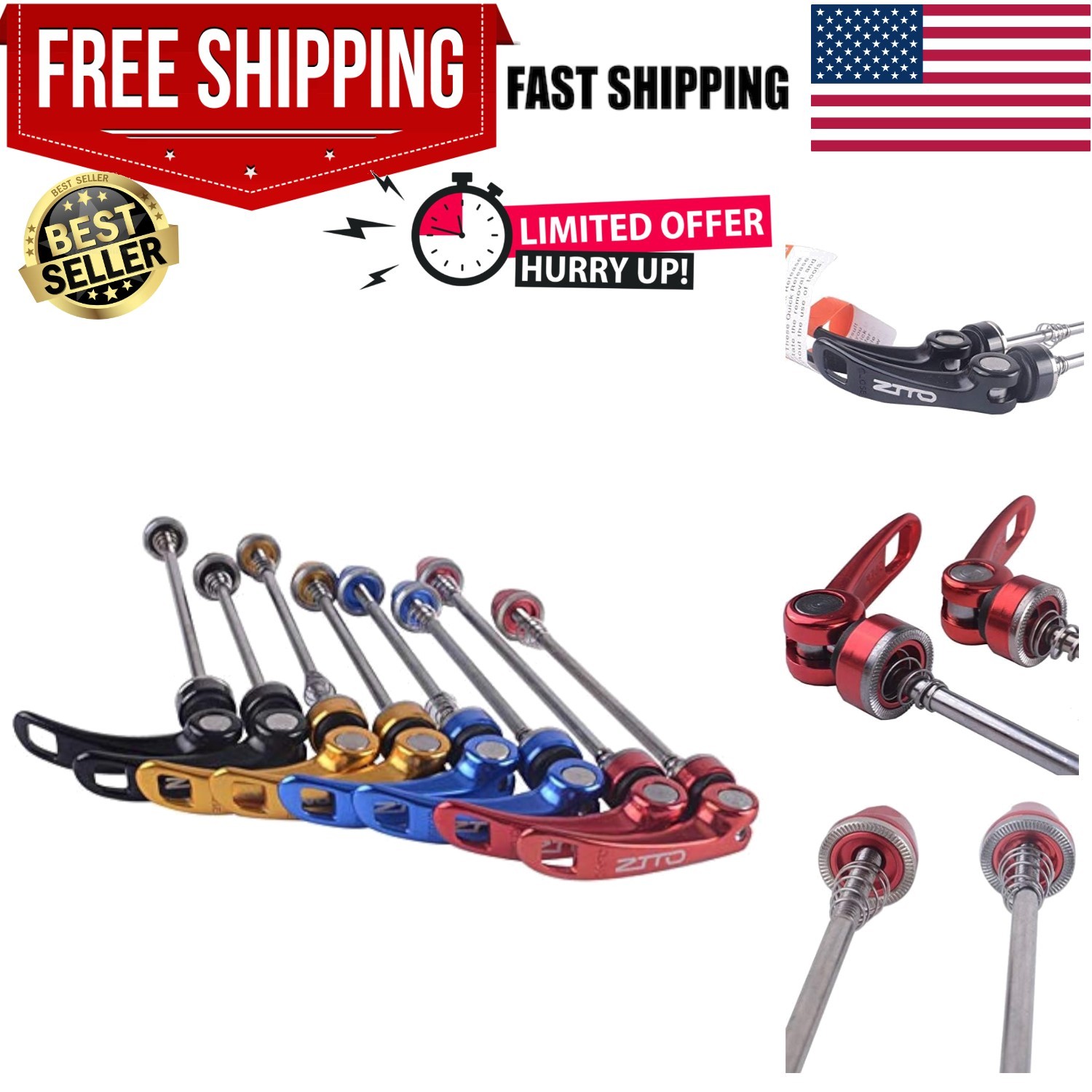 1 Pair Bicycle Skewers Quick Release Axle Skewers Front Rear Bike Axle Wheel ...