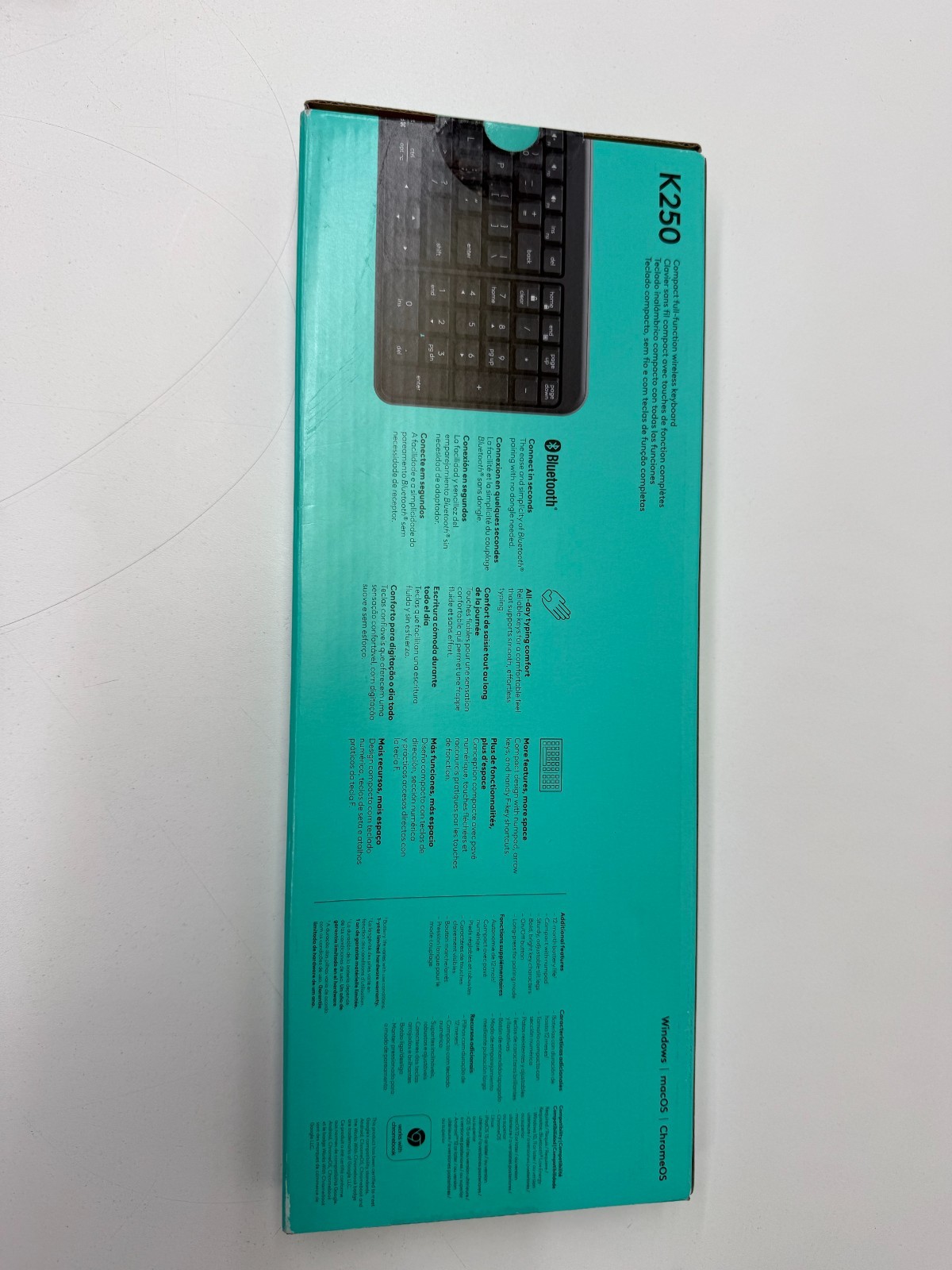 NEW Logitech K250 Bluetooth Wireless Keyboard with Numpad, Spill-Resistant
