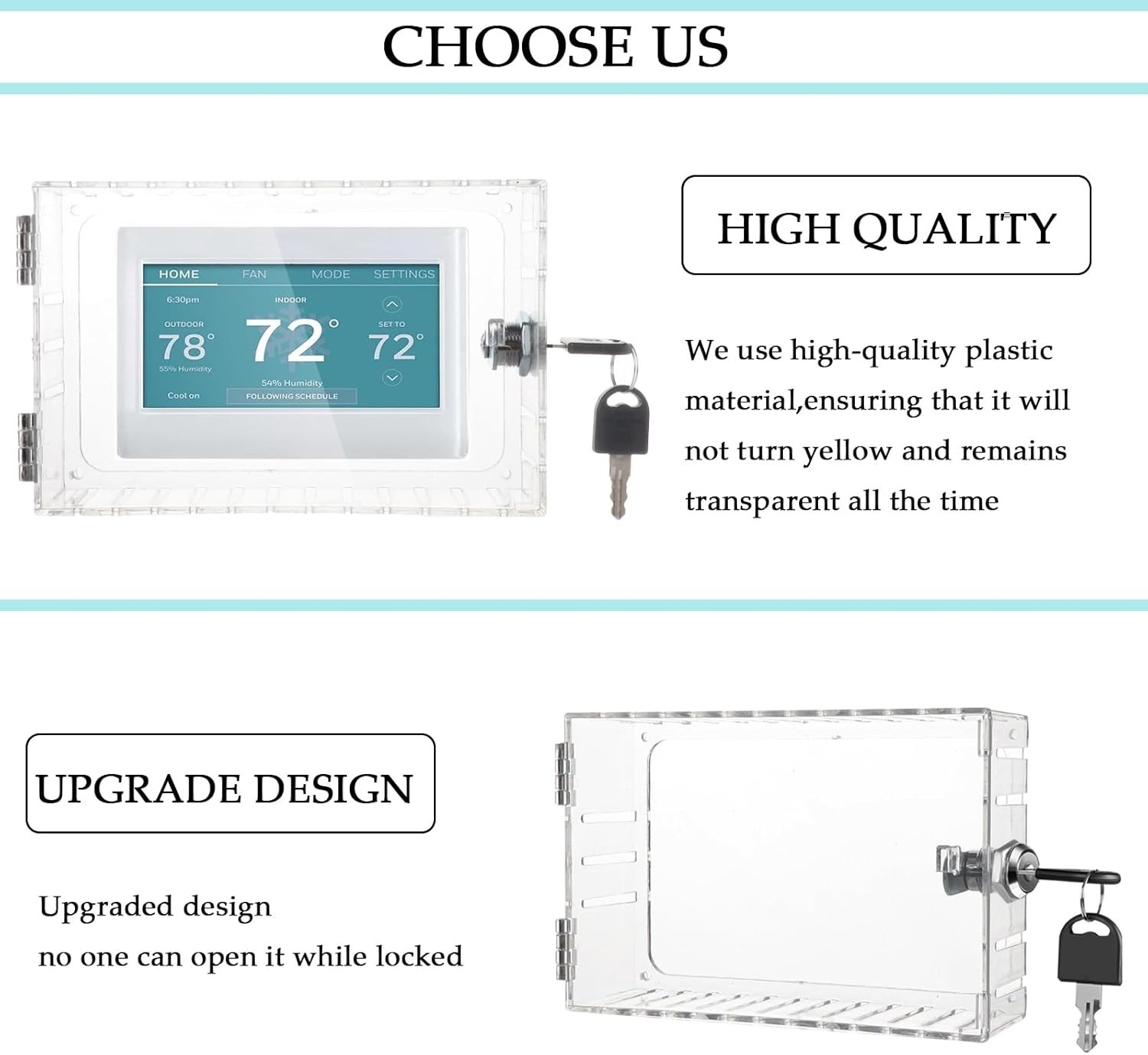 Thermostat Lock Box Universal Cover with Key...