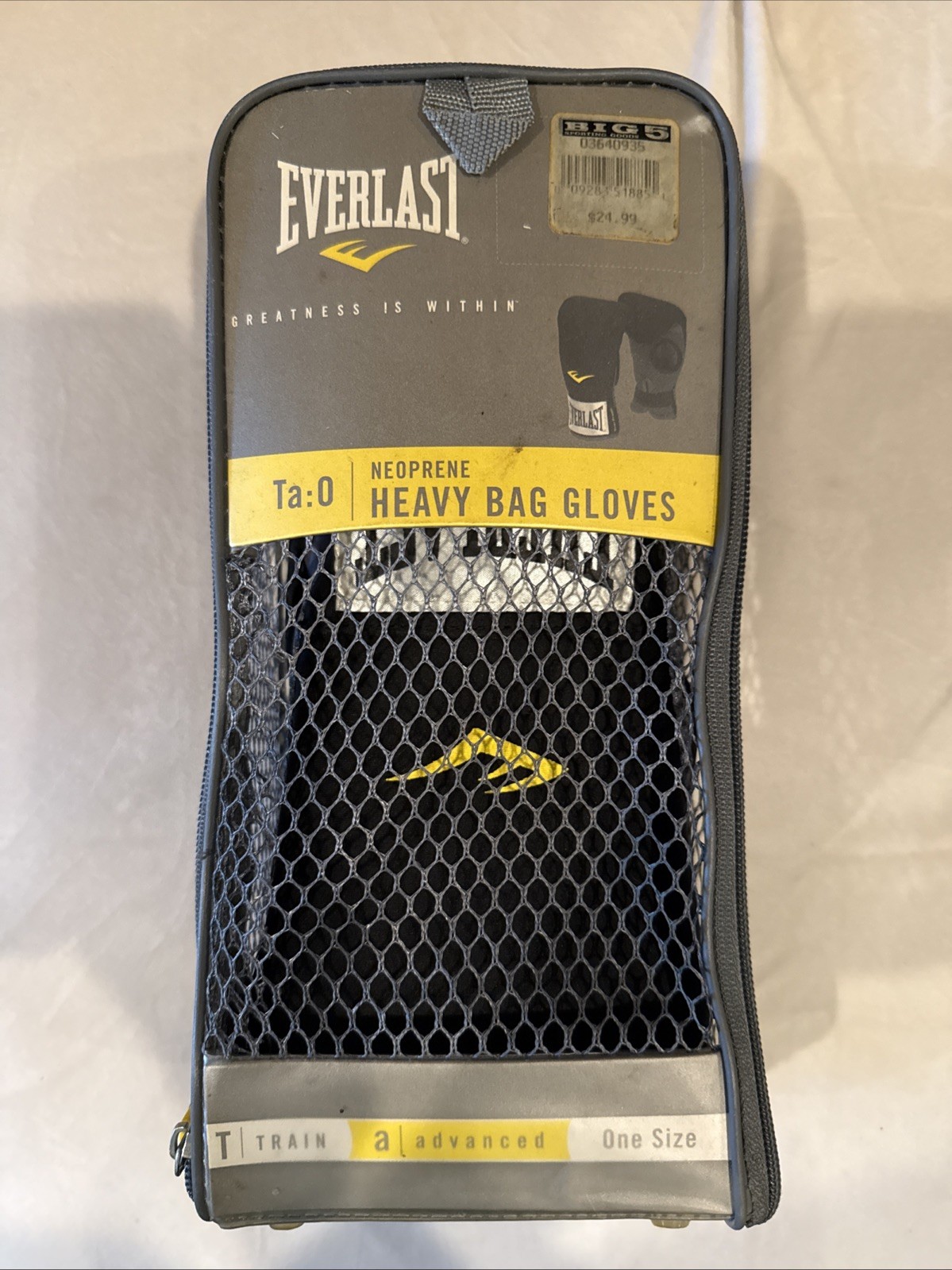 Everlast Neoprene Heavy Bag Gloves Model 4303 One Size Black One Size