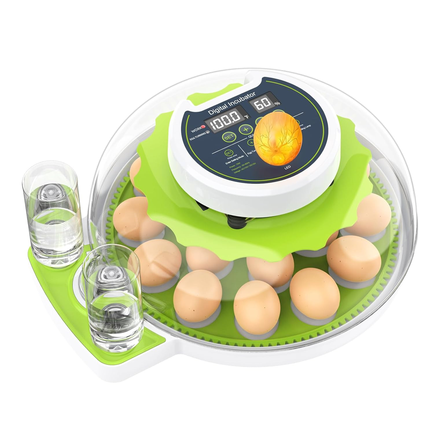 Egg Incubator with Automatic Egg Turning and Humidity Control, 18 Eggs Incubator