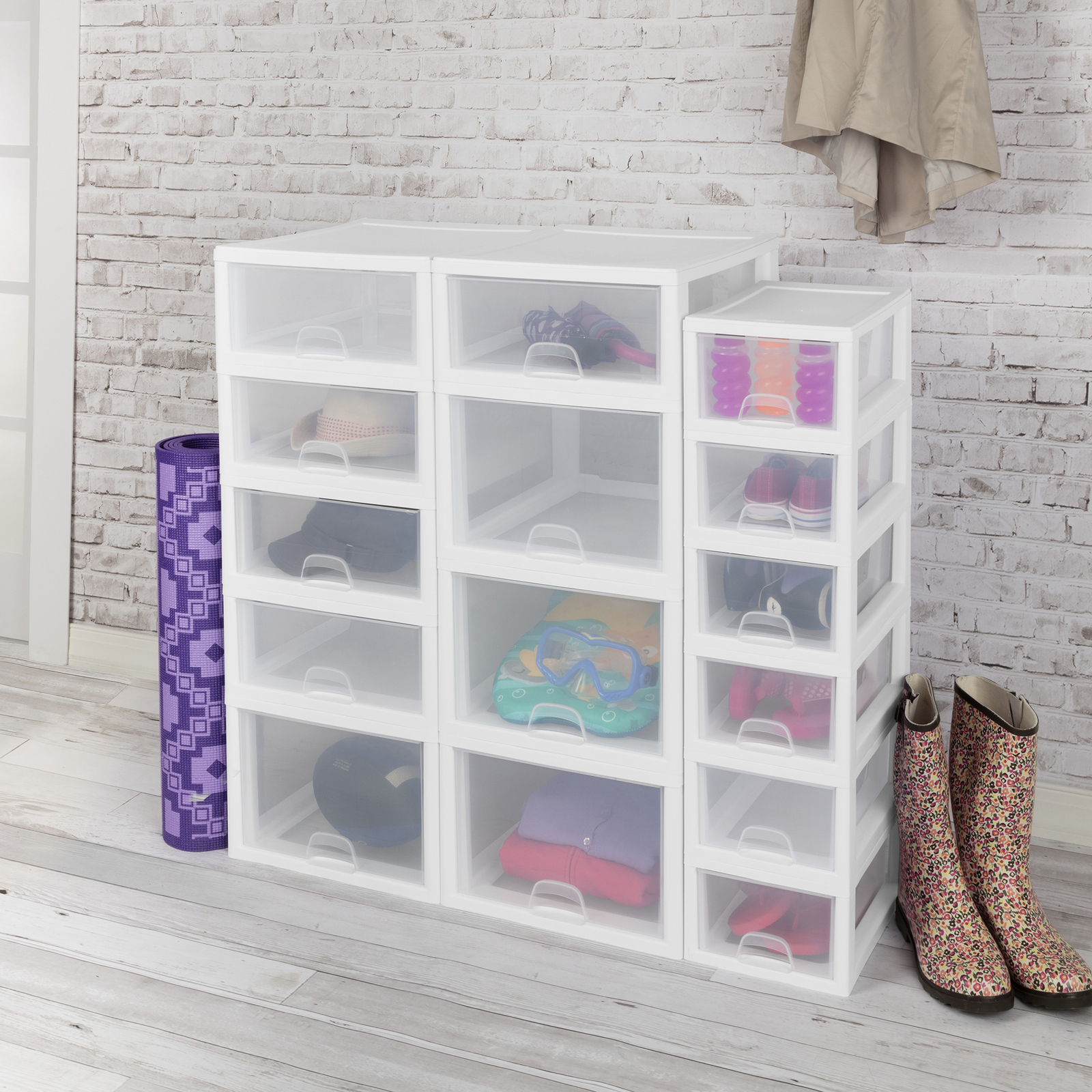 Sterilite 20518006 Stackable Small Drawer White Frame & See-Through (12 Pack)