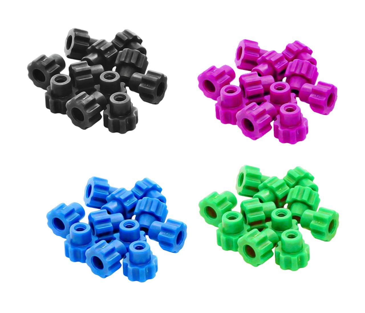 Nylon PLASTIC BLUE Knurled Thumb Nut, 10-24, Qty 25