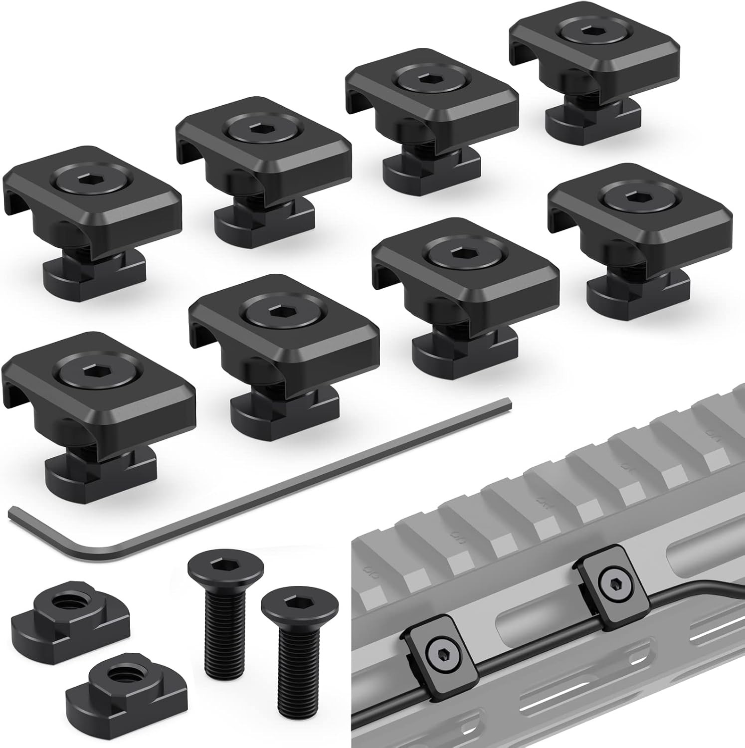 Pressure Switch Cable Guides for M-LOK System 8 Pack Black