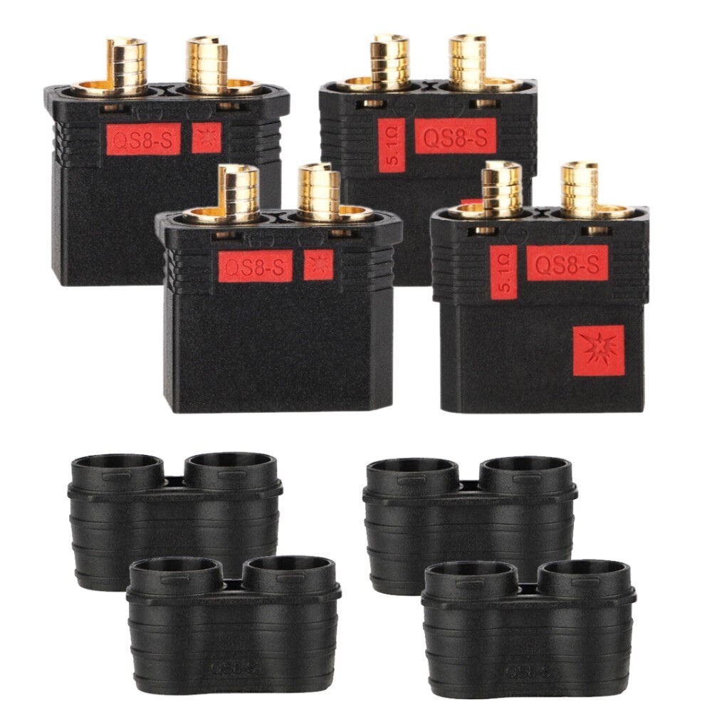 2 Pairs QS8-S Anti-Spark Connector Set Male And Female for RC Lipo Battery 8MM