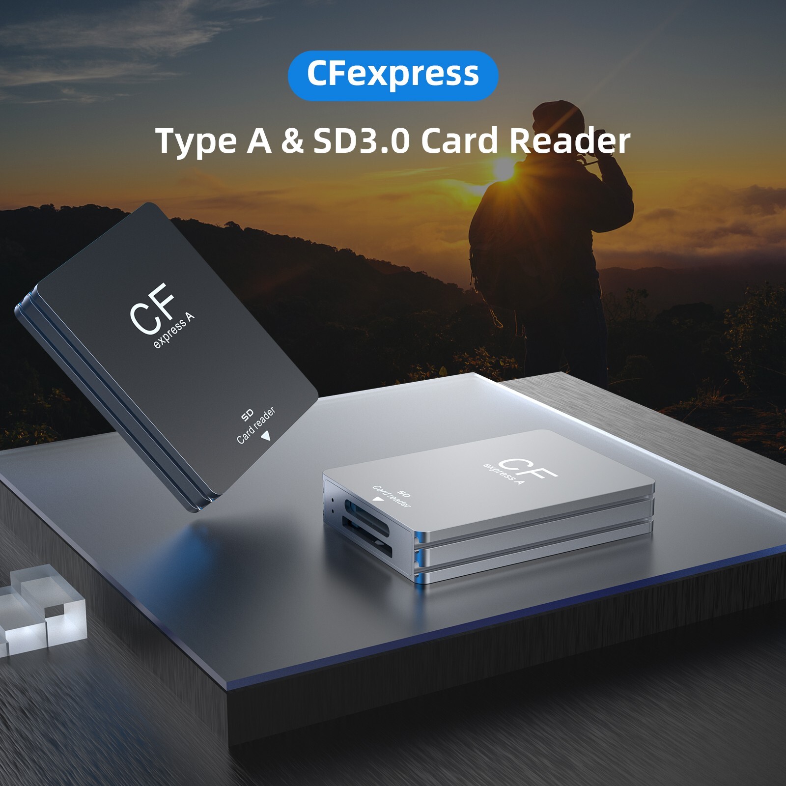 CFexpress Type A&SD 2-1 Card Reader 10Gbps USB 3.2 Gen2 For Sony Cameras/DSLR/PC