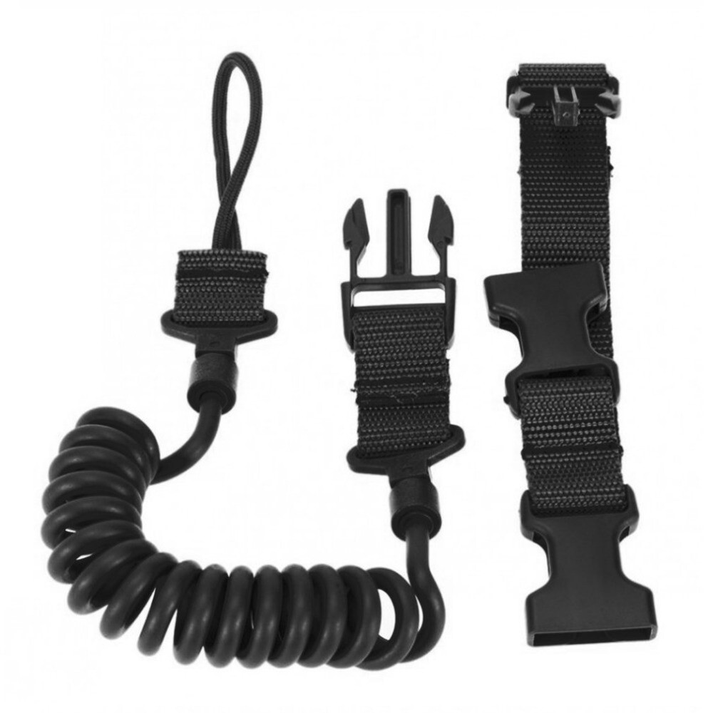 US Tactical Heavy Duty Elastic Lanyard Practical Security Leash Pistol Gun Sling