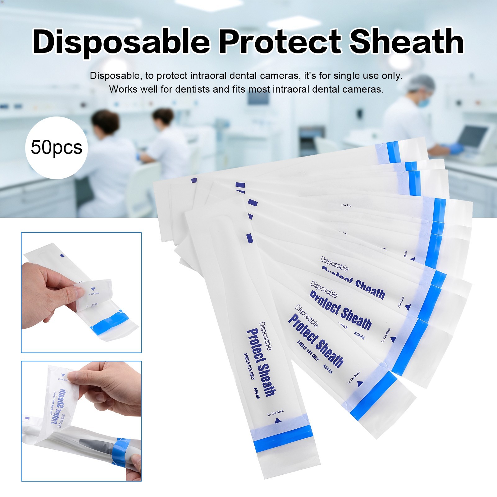 100Pcs Disposable Dental Endoscope Protect Sheath Sleeves Covers for Camera